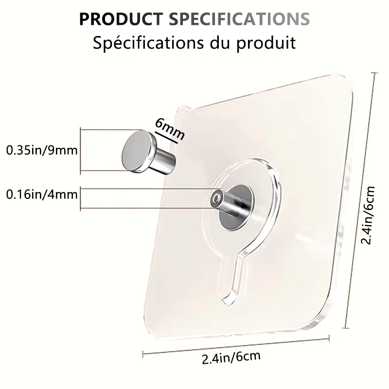 Strong No-Hole Adhesive Wall Hooks - Effortless Picture Hanging for Frames, Posters, and Clocks!